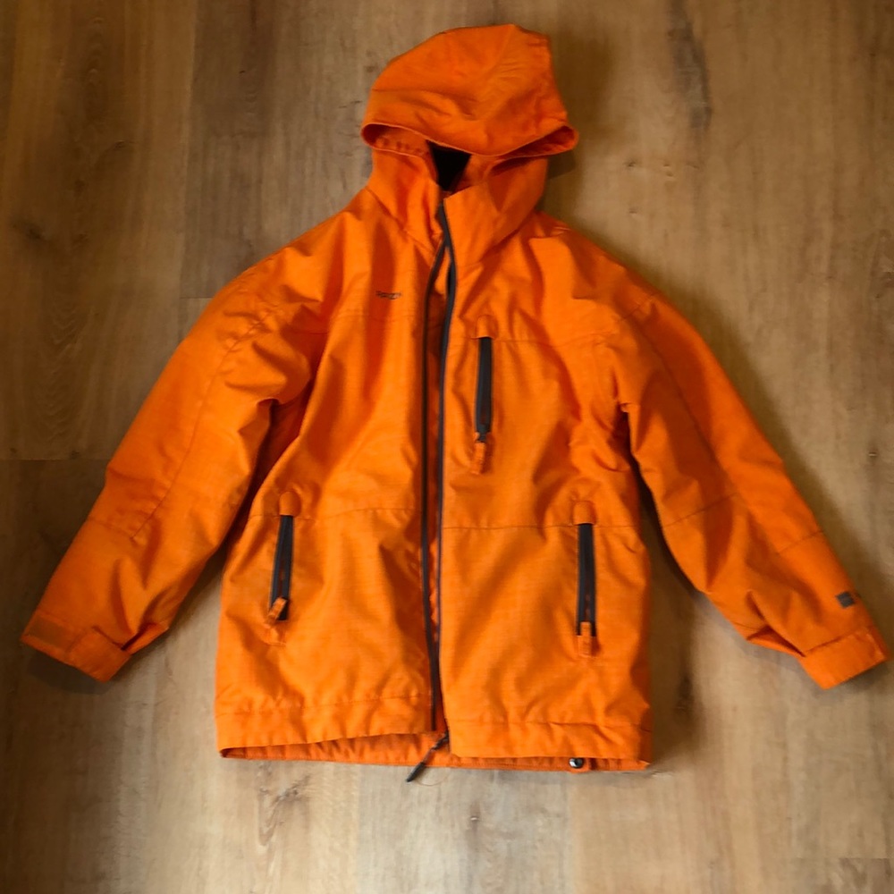 Neon orange skiing jacket